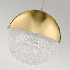 LED Hängelampe Kugelschirm D: 20 cm in Gold Retro