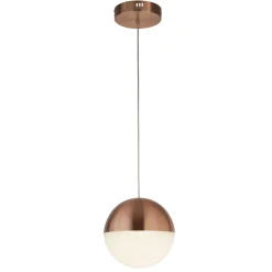 LED Hängelampe Kupfer Ø 25 cm rund Glas Metall 4000 K