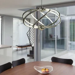 LED Hängelampe Metall D: 51 cm Chrom Weiß 3000 K 2417 lm