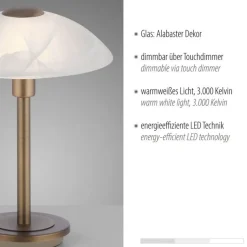 LED Nachttischleuchte dimmbar Touch Alabasterglas 28 cm