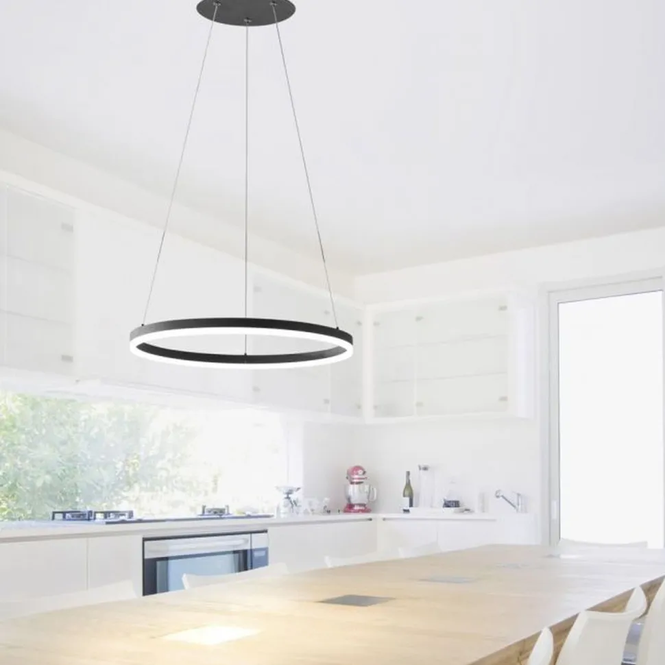 LED Pendelleuchte Anthrazit warmweiß 3000 K Ø40 cm Ring