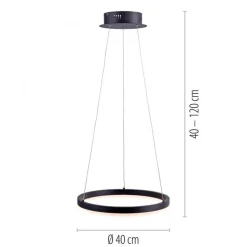 LED Pendelleuchte Anthrazit warmweiß 3000 K Ø40 cm Ring