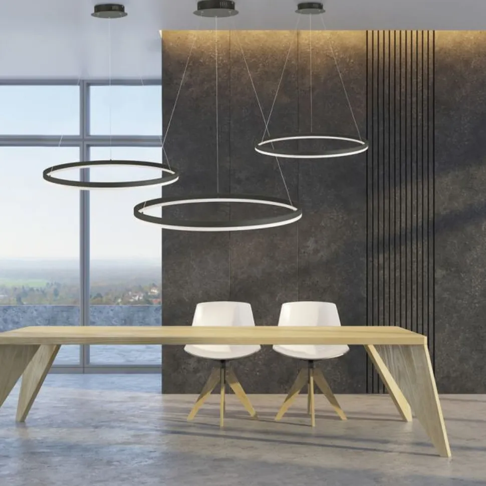 LED Pendelleuchte Anthrazit dimmbar 3000 K Ø80 cm Ring