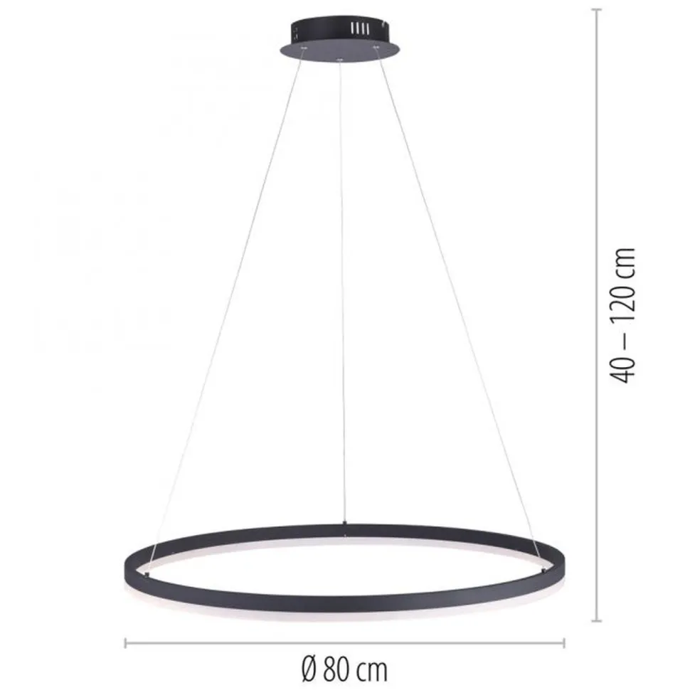 LED Pendelleuchte Anthrazit dimmbar 3000 K Ø80 cm Ring