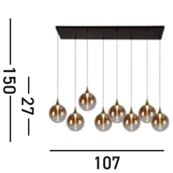LED Pendelleuchte Glaskugeln 107 cm 3000 K 8-flammig
