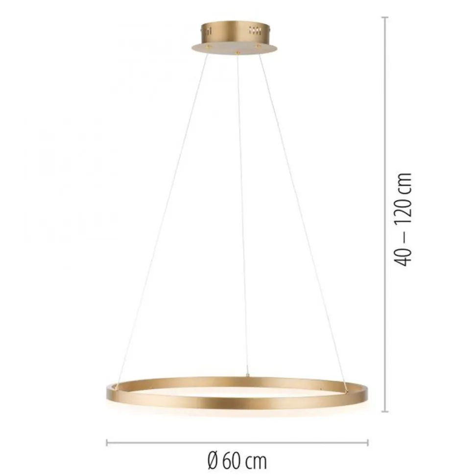 LED Pendelleuchte in Messing dimmbar 3000 K Ø60 cm Ring