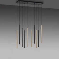 LED Pendelleuchte Schwarz Messing Metall dimmbar