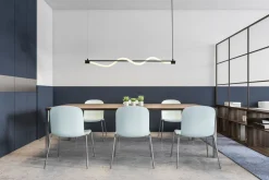 LED Pendelleuchte Schwarz matt Weiß Metall 2700 K B: 1 m