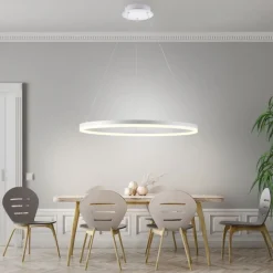 LED Pendelleuchte Weiß dimmbar 52 W 3000 K Ø80 cm Ring