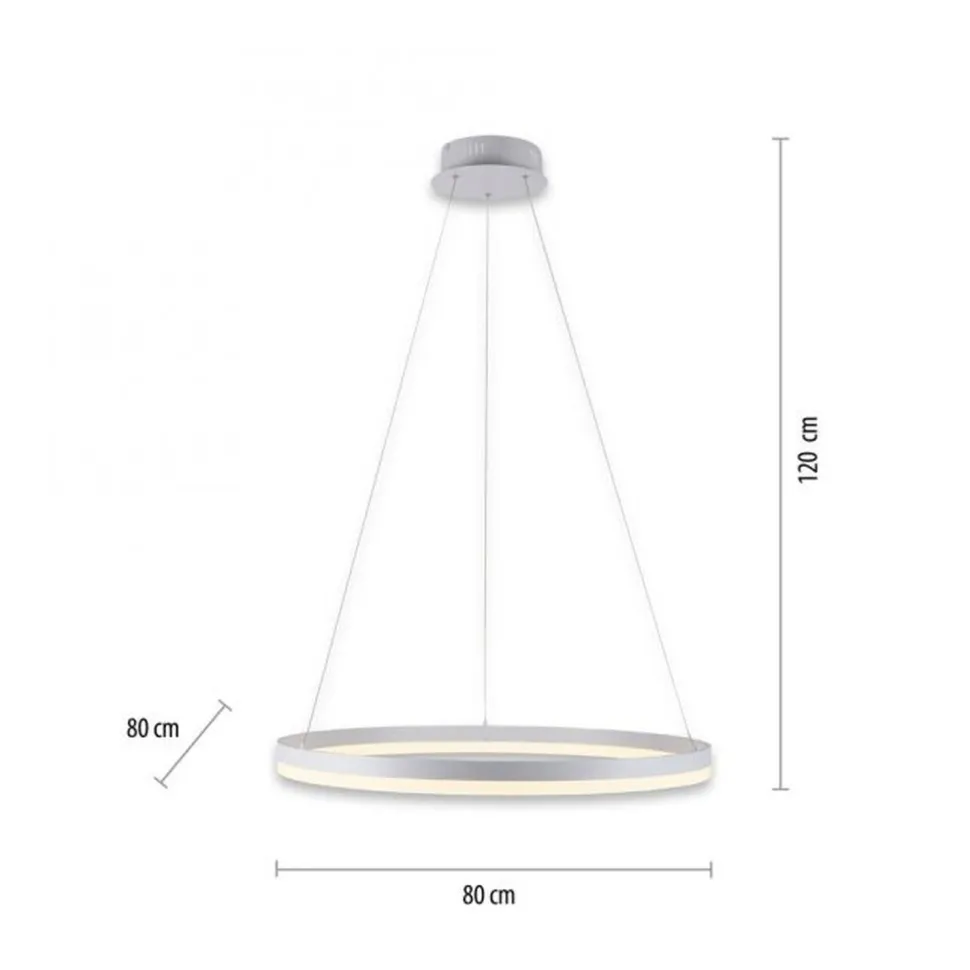 LED Pendelleuchte Weiß dimmbar 52 W 3000 K Ø80 cm Ring