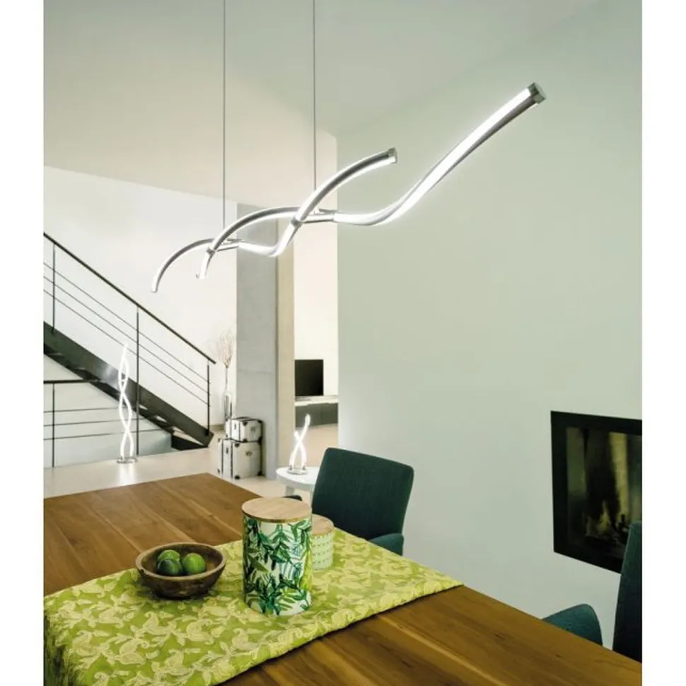 LED Pendelleuchte Wellen in Stahl dimmbar 35 W 108 cm