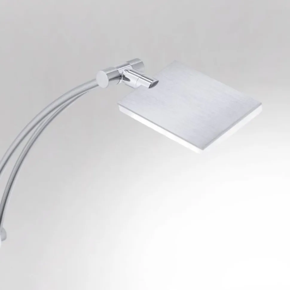 LED Stehlampe dimmbar Leselicht in Stahl Glas 199 cm