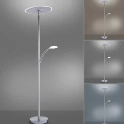 LED Stehlampe mit Lesearm in Stahl Glas 200 cm 5770 lm