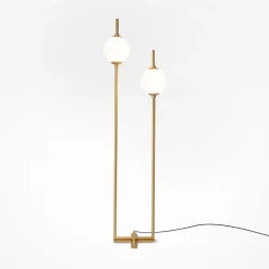 LED Stehleuchte Metall Glas 150 cm hoch in Messing Weiß