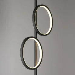 LED Stehleuchte Schwarz Metall Ringe 151 cm 1290 lm