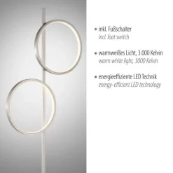 LED Stehleuchte Silber Metall Ringe 151 cm 1290 lm 10 W