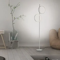 LED Stehleuchte Silber Metall Ringe 151 cm 1290 lm 10 W