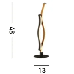 LED Tischlampe dimmbar Schwarz Natur 48 cm Wellen