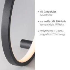 LED Tischlampe Schwarz Metall Ring H:25,5 cm 1290 lm