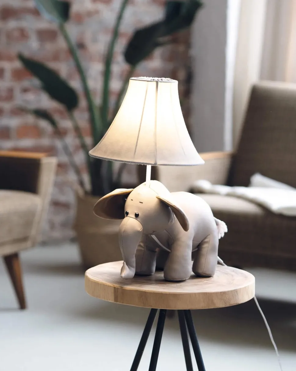 LED Tischleuchte Kinderzimmer Elefant 48 cm Grau vegan
