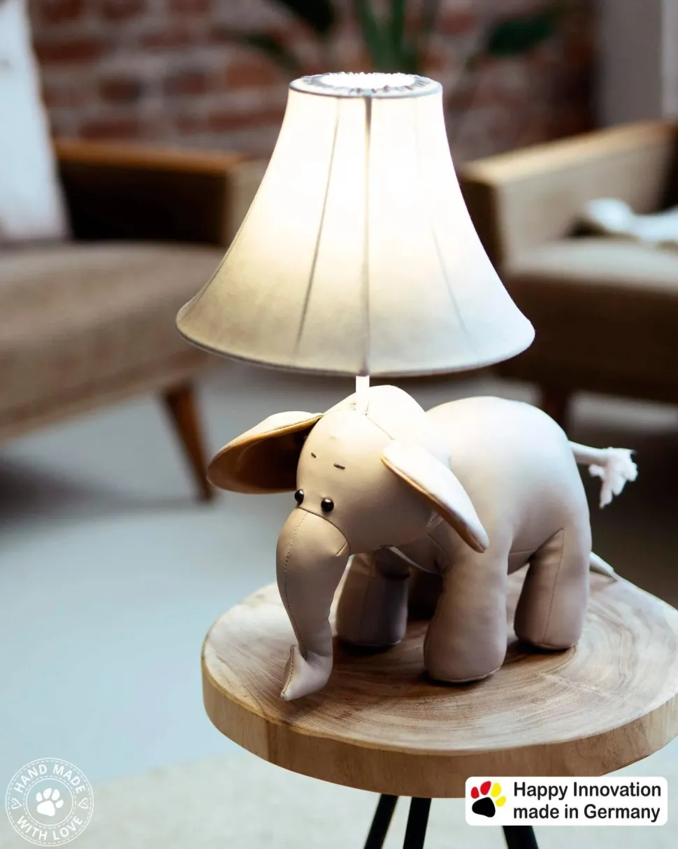 LED Tischleuchte Kinderzimmer Elefant 48 cm Grau vegan