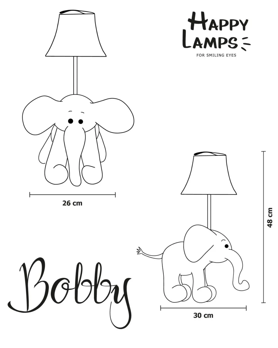LED Tischleuchte Kinderzimmer Elefant 48 cm Grau vegan