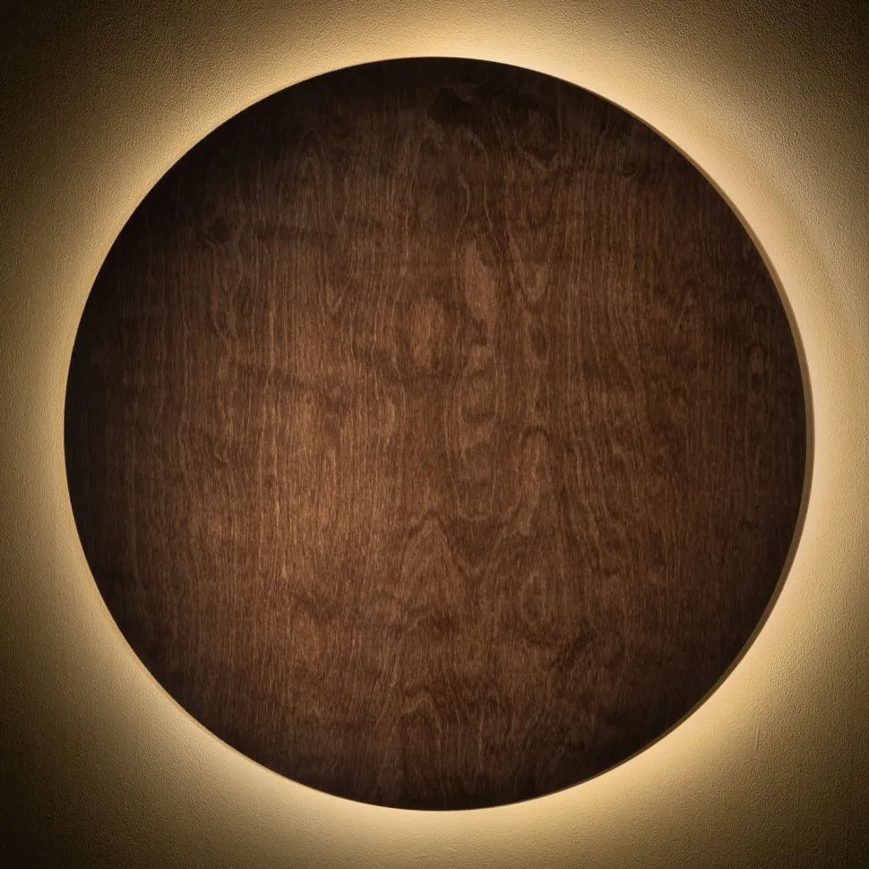 LED Wandlampe Holz indirektes Licht Ø50 cm warmweiß