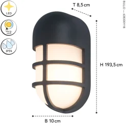 LED Wandleuchte Anthrazit Aluminium H:19,3 cm IP54 14 W