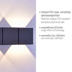 LED Wandleuchte außen Aluminium IP54 22,5 cm Anthrazit
