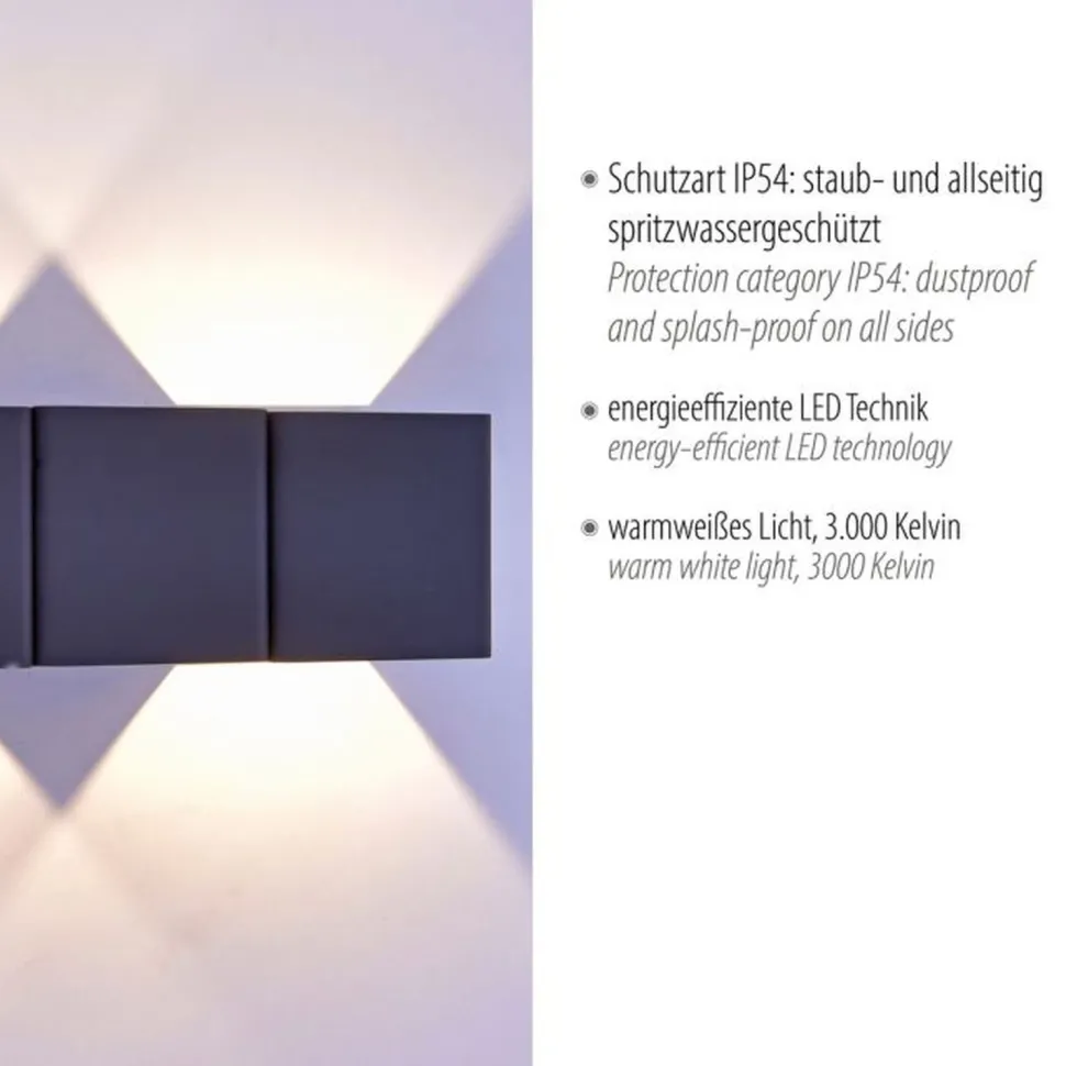 LED Wandleuchte außen Aluminium IP54 22,5 cm Anthrazit