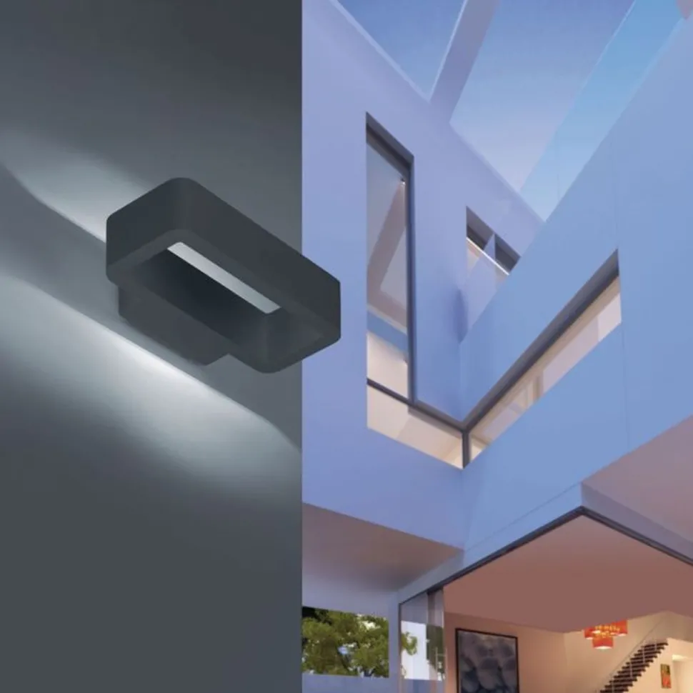 LED Wandleuchte außen Aluminium Anthrazit IP54 B:22 cm