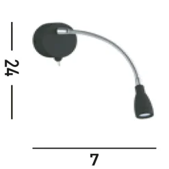 LED Wandspot mit Flexarm Schalter 6500 K in Schwarz