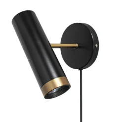 Leselampe Wand mit Stecker Kabel GU10 Schwarz Gold verstellbar