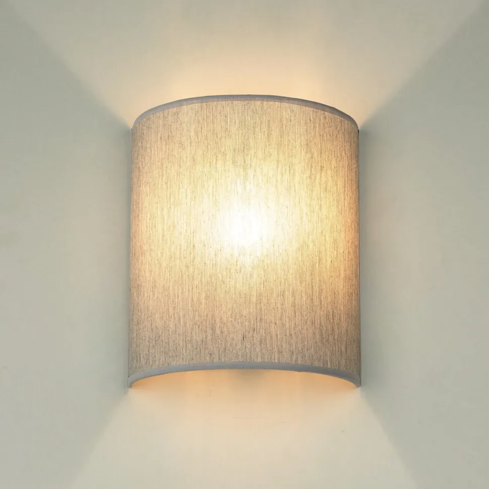 Loft Wandlampe Stoff Schirm halbrund E27 in Grau ALICE