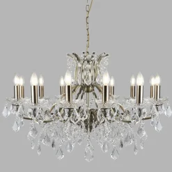 Lüster Kristall Ø 88 cm groß Messing Antik 12x E14