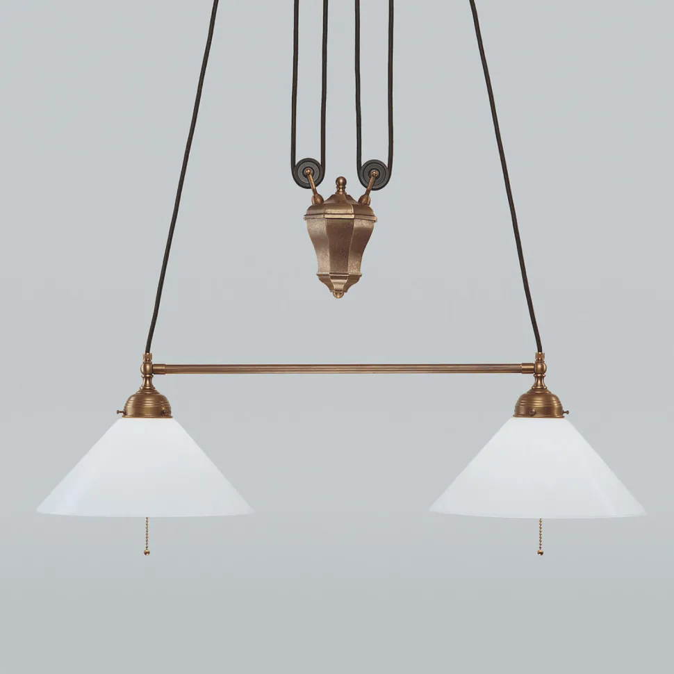 Messing Hängeleuchte mit Zugpendel ED