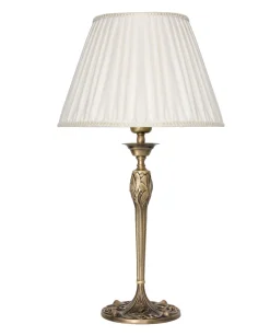 Messing Tischleuchte SIMONA Weiß Stoffschirm