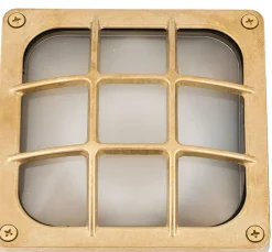 Messing Wandleuchte quadratisch IP64 B:16cm außen