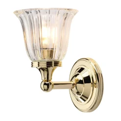 Messinglampe Bad IP44 mit LED Glas Schirm Jugendstil