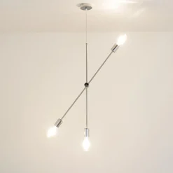 Metall Pendelleuchte in Nickel Retro verstellbar