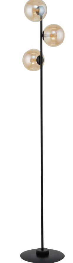 Metall Stehlampe Schwarz Bernstein Glas G9 161 cm groß