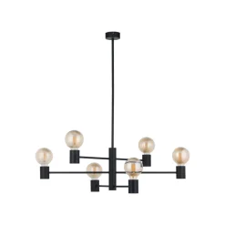 Minimalistischer Kronleuchter Schwarz Metall H:86cm für