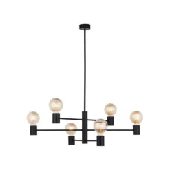 Minimalistischer Kronleuchter Schwarz Metall H:86cm für