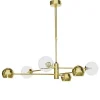 Moderne Deckenlampe Metall Glas in Gold 6-flmg L:94 cm