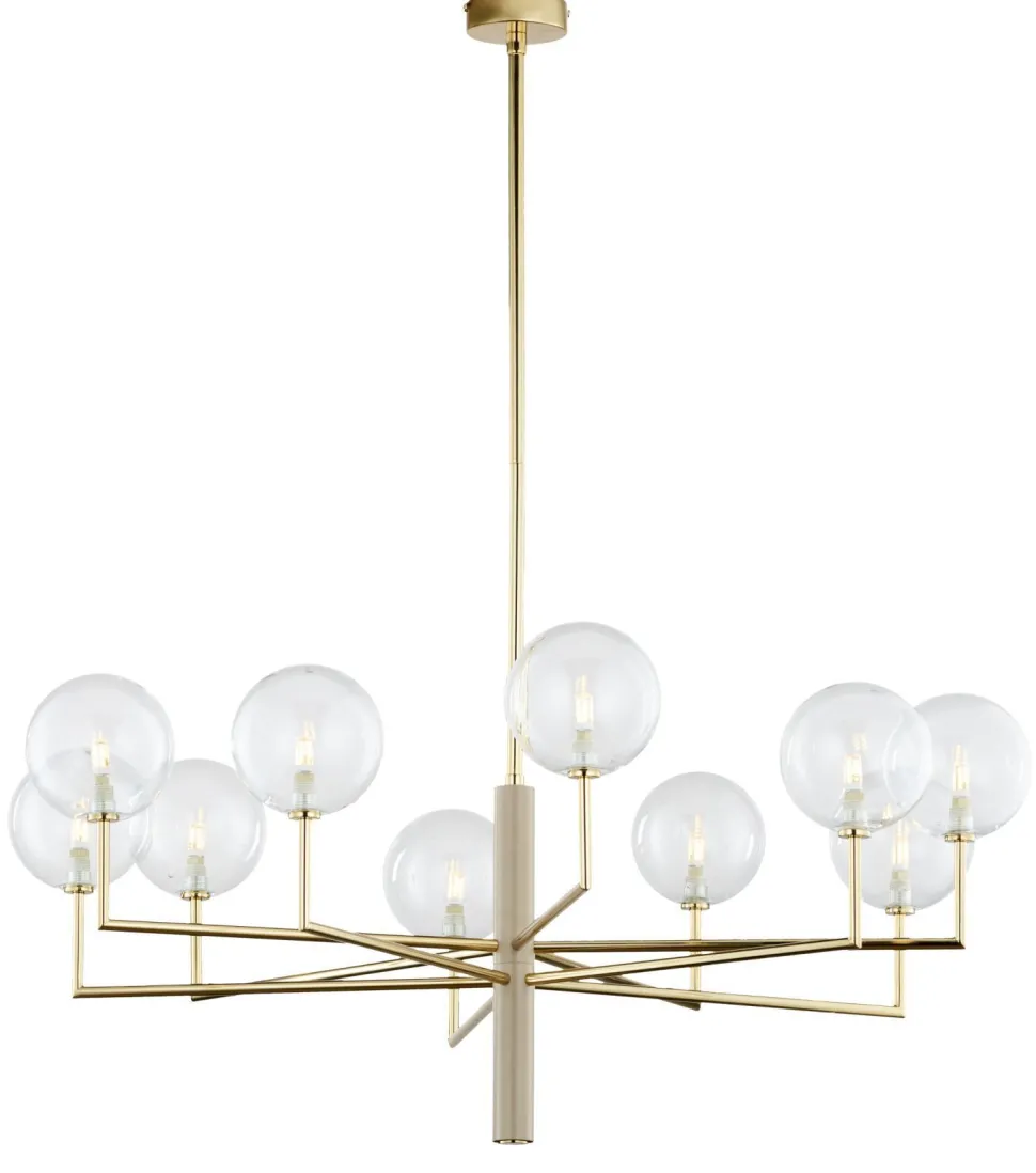 Moderne Deckenleuchte Glas Metall G9 10-flmg Gold Beige