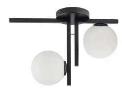 Moderne Deckenleuchte Schwarz Metall Glas L:45 cm G9