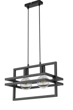 Moderne Hängeleuchte Schwarz Metall E27 2-flammig