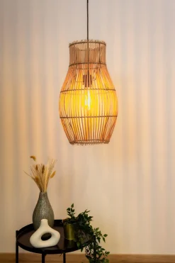 Moderne Pendelleuchte Bambus Natur Schwarz Ø30 cm E27