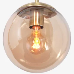 Moderne Pendelleuchte Glas in Bernstein E27 Ø20 cm rund