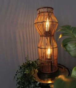 Moderne Stehlampe Bambus Natur Schwarz E27 60 cm klein